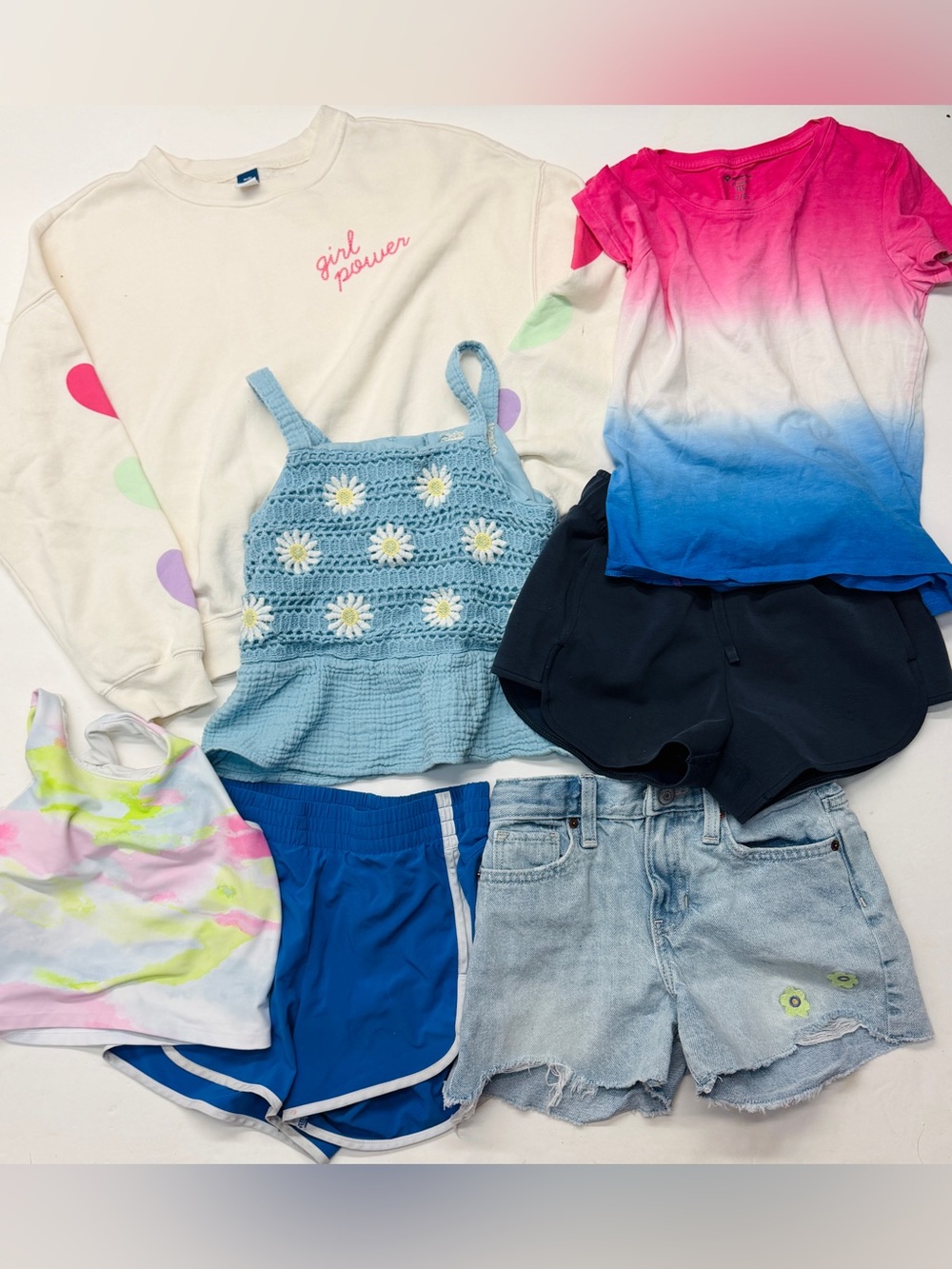 Girls Bundle Lot Old Navy All in Motion Shorts Tees Athletic